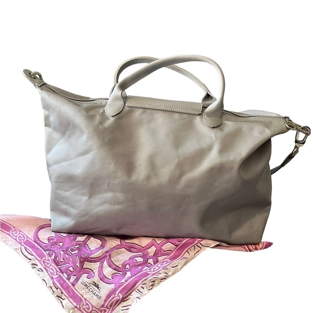 Longchamp Le Pliage Néo Satchel | Detachable Strap | Gray Nylon Tote - Picture 2 of 15